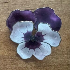 Enamelled and Sterling Flower Brooch